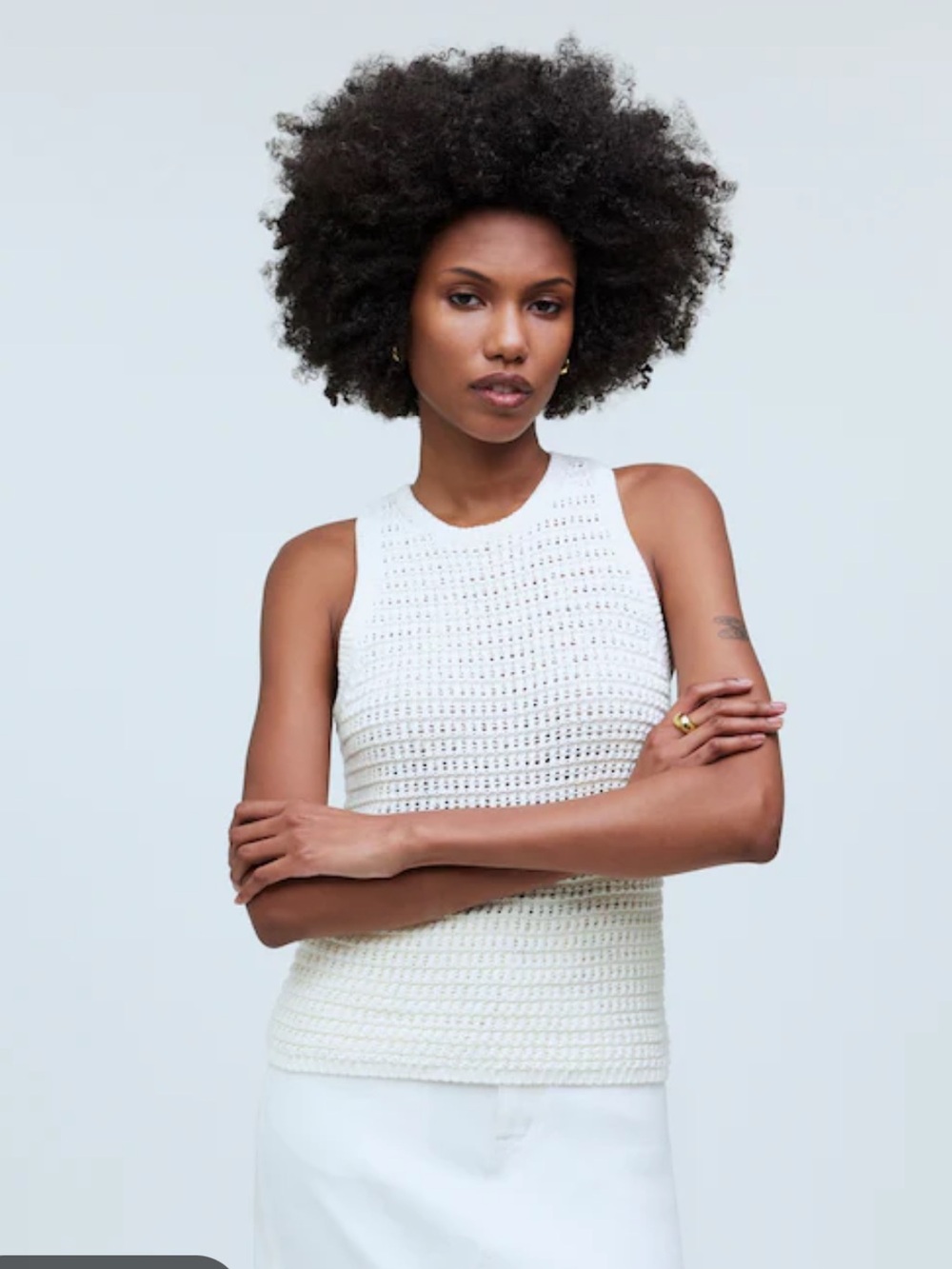 Universal Thread Cream Open-Knit Crewneck Tank